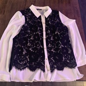 Black and White Lace Blouse by Karl Lagerfeld (designer of Chanel)